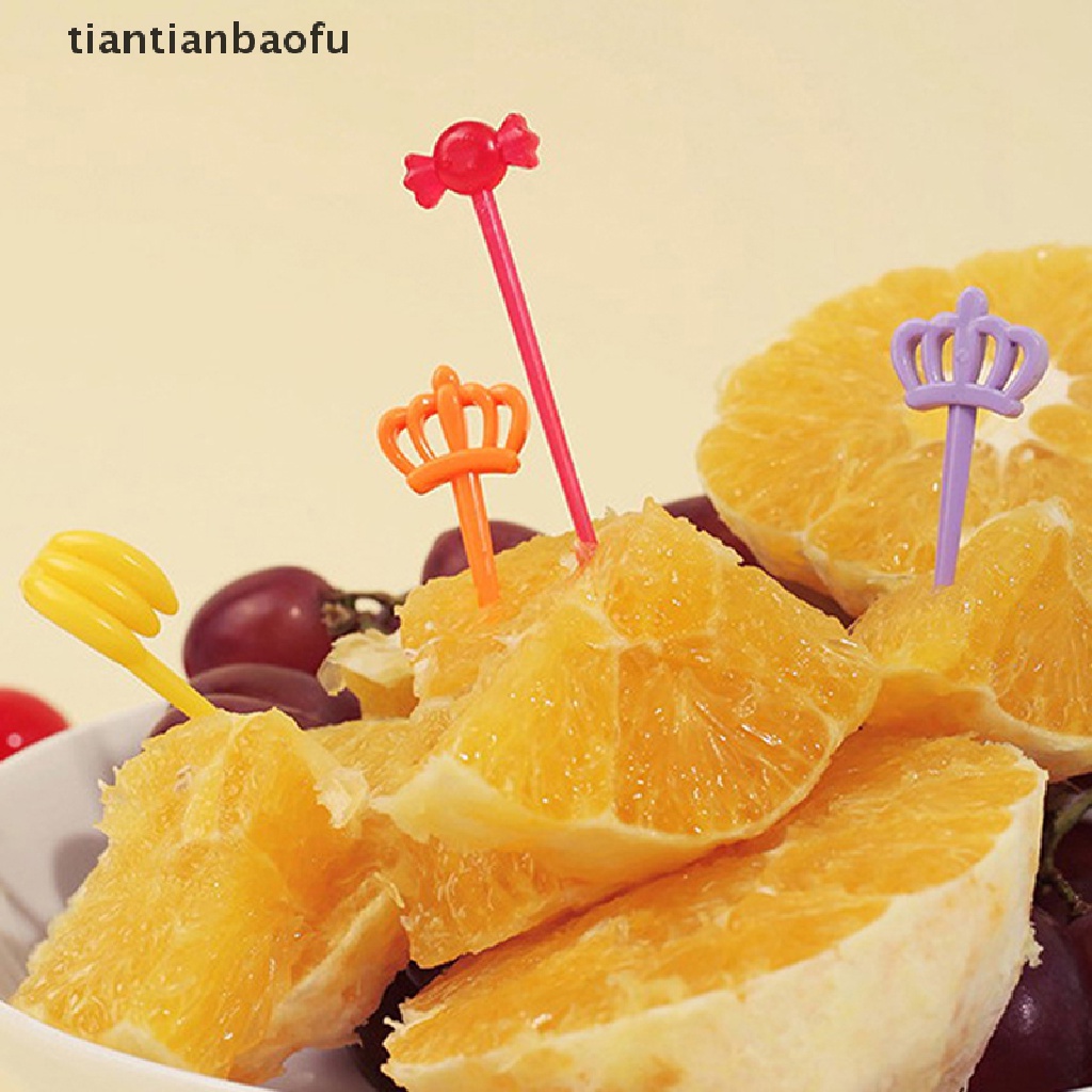 12 / 20Pcs Garpu Buah / Kue / Bento Mini Bahan Plastik Food Grade Untuk Dekorasi Pesta