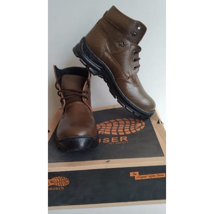 SEPATU PRIA SAFETY/SEPATU SAFETY KRUSHER MURAH /SEPATU SAFETY KULIT ASLI UJUNG BESI SOL KARET