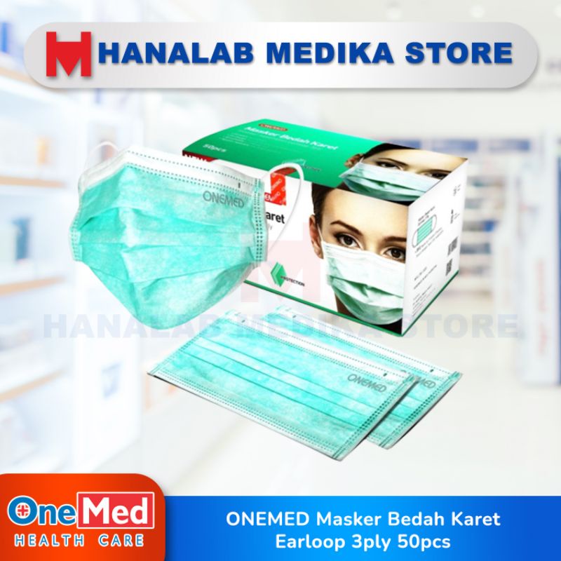 Jual ONEMED Masker Bedah Karet Earloop 3ply 50pcs | Shopee Indonesia