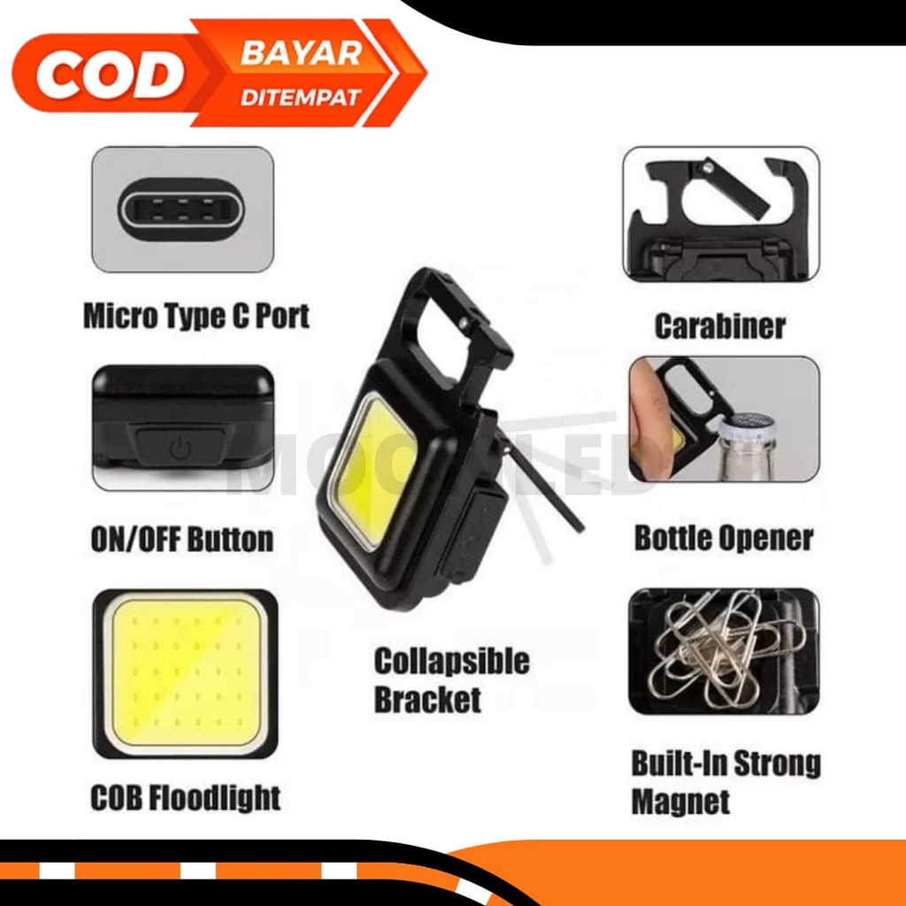 Lampu Senter Mini LED USB Gantungan Kunci Camping LED Senter Portable Mini