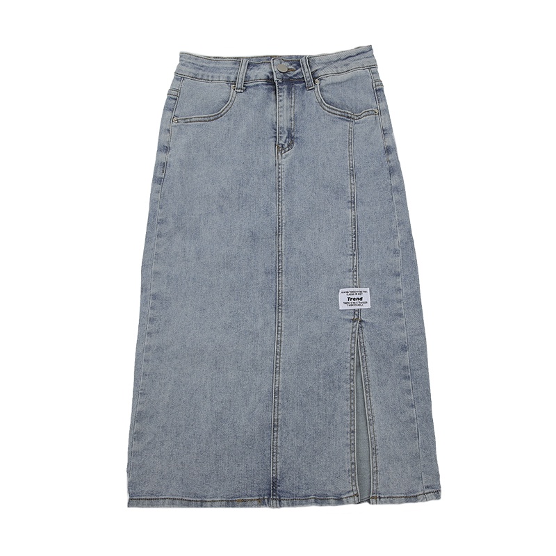 【Blossom】Knee Length High Waist Side Split Jeans Skirt 7177 (S-XL)