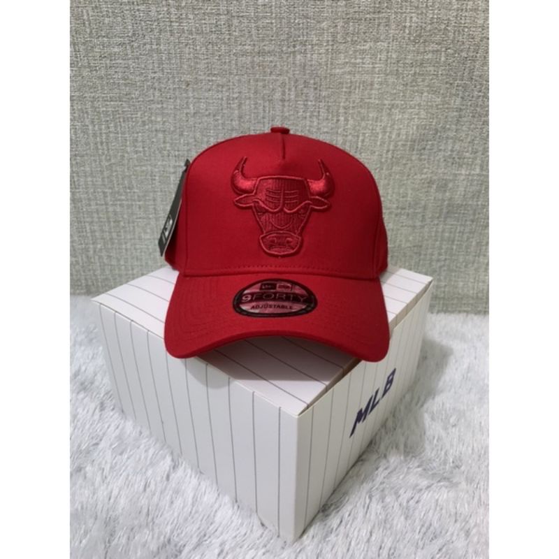 Topi Bulls Logo full merah bahan merah premium 9forty A frame Chicago Bulls