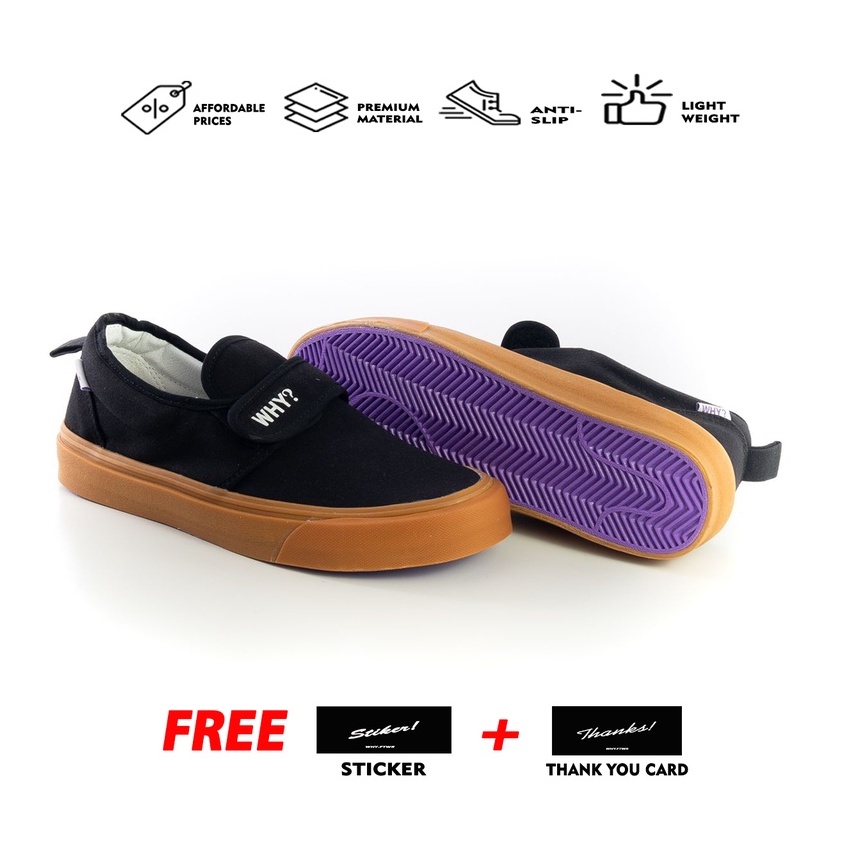 Sepatu Why Footwear - Slip On Ganciet Black Gum