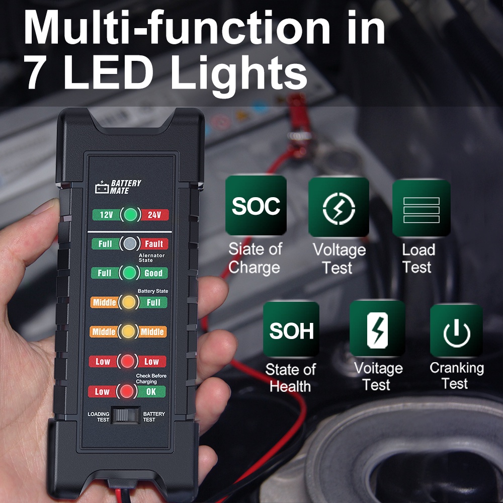 ANCEL BM310 &amp; BM410 Battery Mate 12V &amp; 24V Digital Car Battery Tester Car Battery Test Car Battery Analyzer Alternator Automotive Battery Checker Car Battery Testing Tool Motorcycle Battery Tester Truck Battery Tester OBD 2 Diagnostic Tool