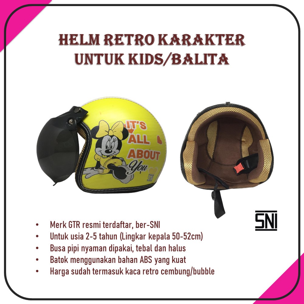 Helm Retro Bogo Kids Anak Printing Motif Lucu