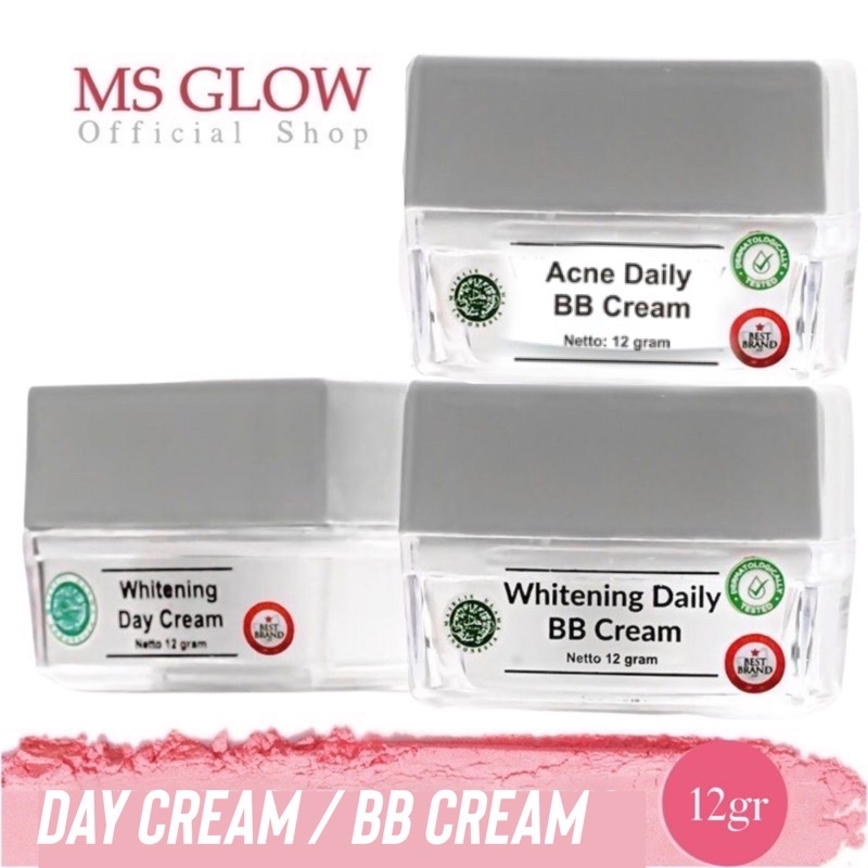 MS GLOW daily bb cream / cream siang ms glow bb cream/ whitening daily BB cream/Daily Acne BB cream