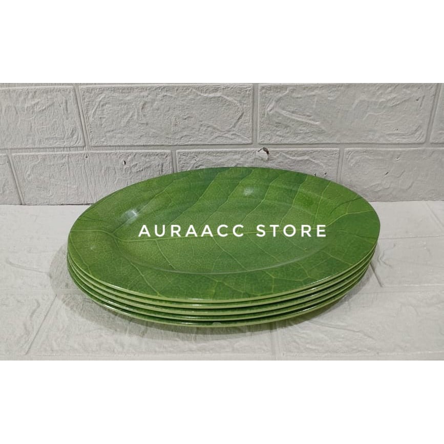 TERBARU PIRING SAJI OVAL MELAMIN/ UKURAN 12INC MOTIF DAUN/ WARNA HIJAU/ TEBAL DAN BAGUS/ TERMURAH