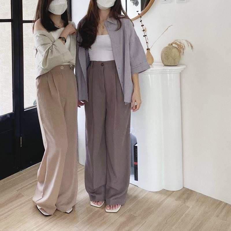 LOOSE PANTS TROUSERS CELANA ANTI KUSUT WANITA CELANA KULOT WANITA CELANA KANTOR FORMAL CELANA KERJA WANITA-5