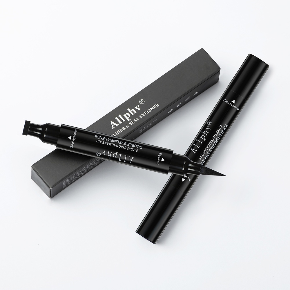 Allphv Eyeliner Stamp 2in1 Waterproof Eyeliner Professional Eye Makeup Black Anti Air Tahan Lama Kosmetik Mata