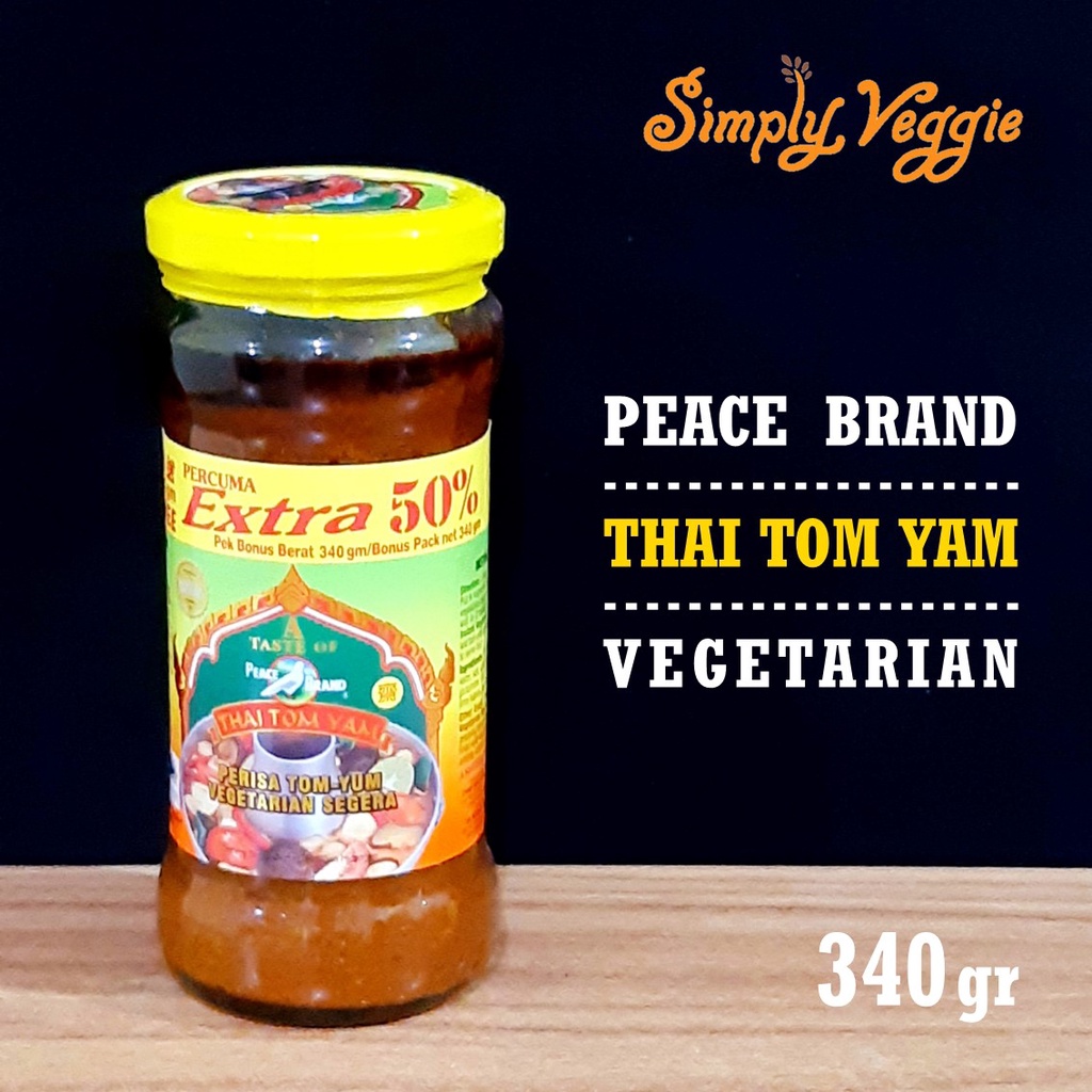 

Vegetarian Tom Yam Paste Peace Brand 340g / Pasta Tomyam Vegetarian / Tomyum / Tom Yum Vegetarian