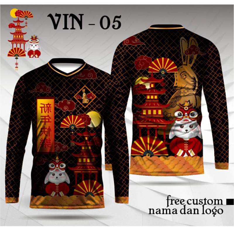 Jersey Imlek 2023 baju Imlek 2023 shio kelinci lengan panjang free custom