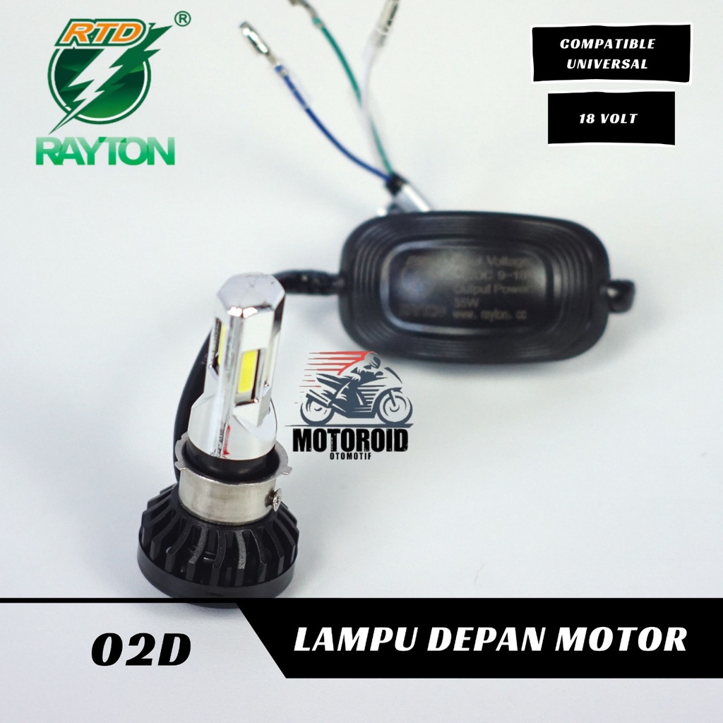 Lampu Depan RTD M02D FREE BONUS SAKLAR DIM 3 TITIK 35w 3 sisi mata LED RAYTON HEAD LAMP