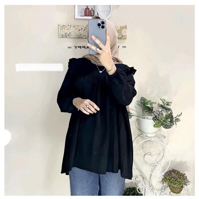 Qiran blouse -&gt; kemeja atasan crinkle airflow