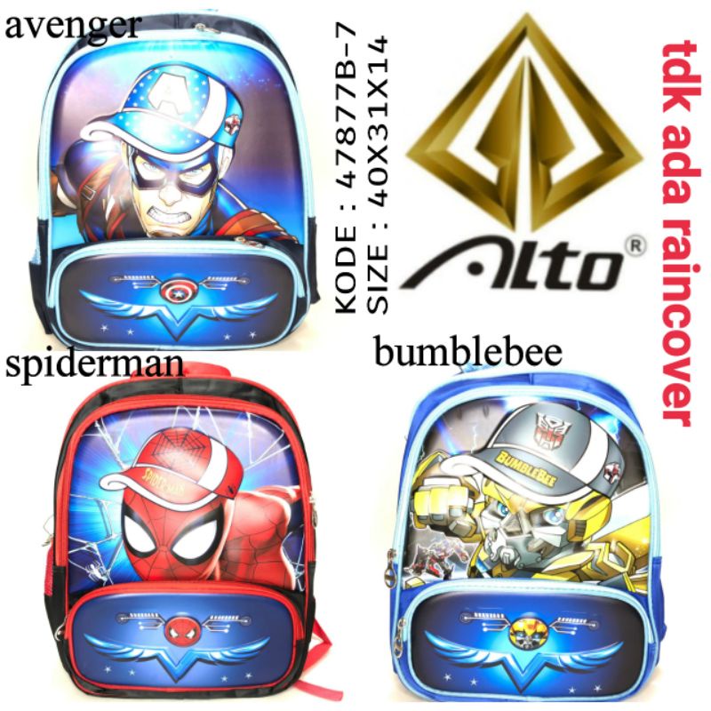 TAS RANSEL SEKOLAH ANAK PAUD/TK BY ALTO 47877B-7. Avengers, Bumblebee, dan Spiderman.