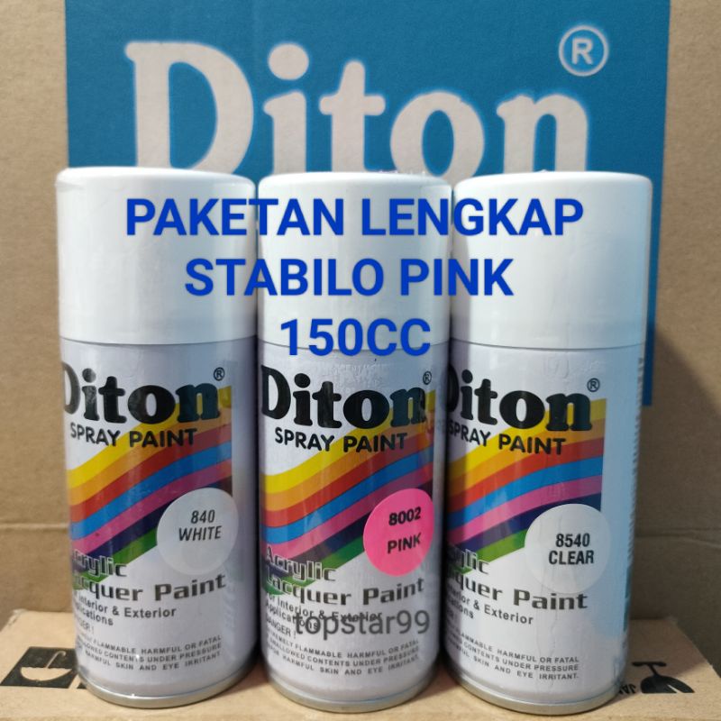 Pilok Cat Diton Stabilo Pink 8002  White 840 Clear 8540 Paketan Stabilo Pink 3 pcs 150cc Pilox Cat Semprot Diton Spray Paint