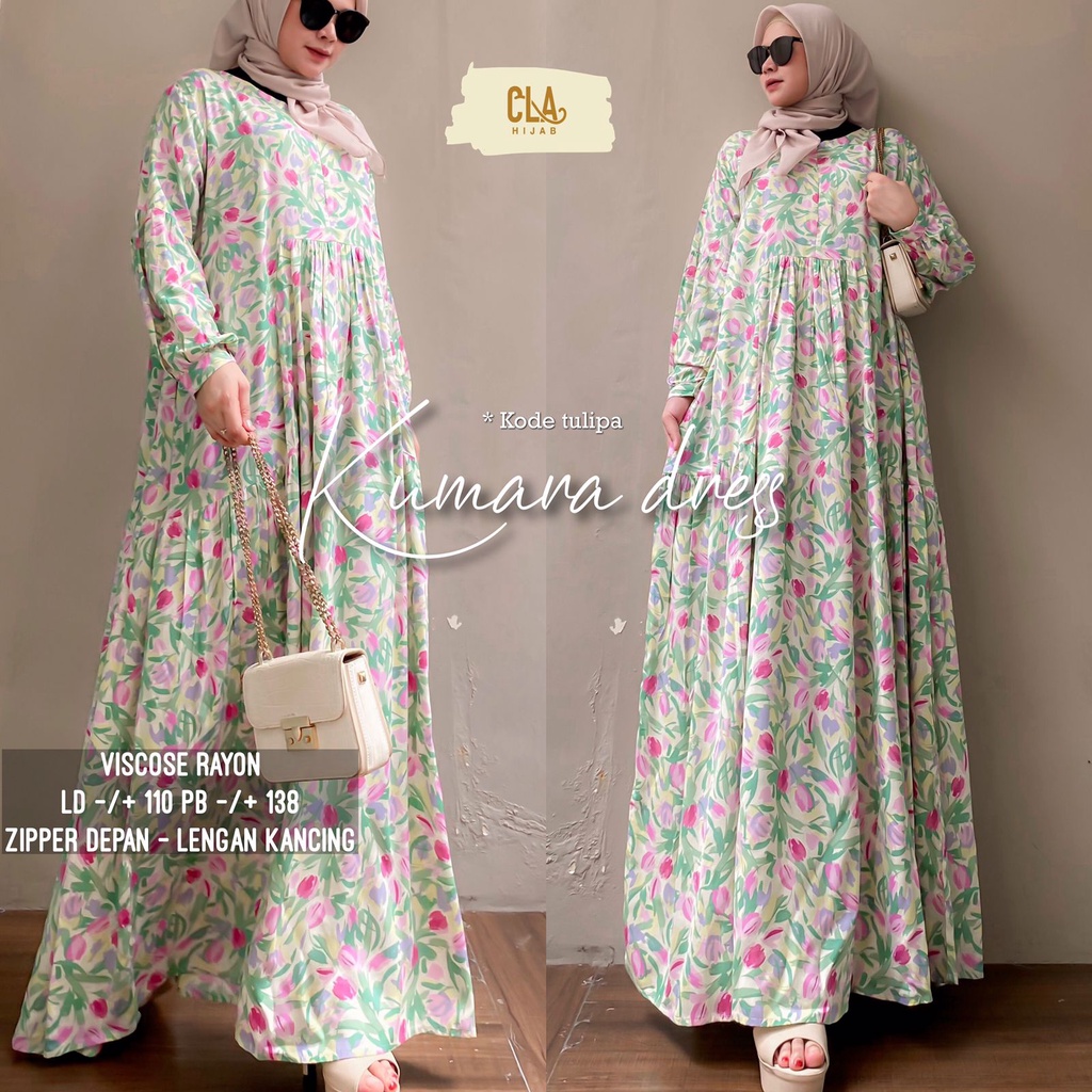 KUMARA DRESS GAMIS MOTIF BUSUI ORI BY CLA HIJAB
