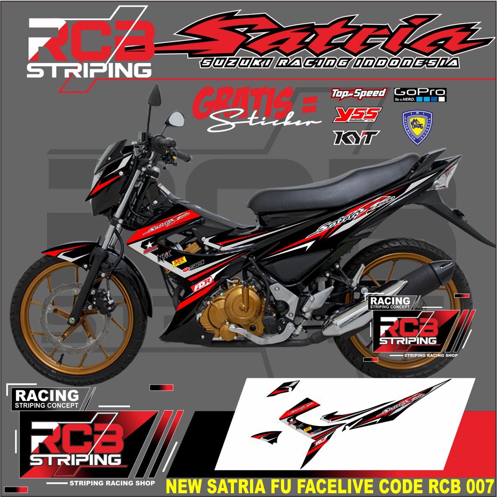 (COD) Striping Satria Fu / F 150 New Facelift FL 2013 2014 2015 Variasi . RCB 007