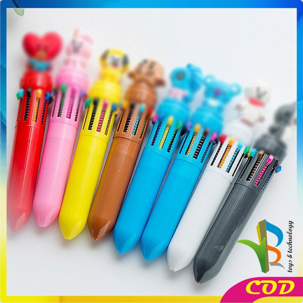 RB-A13 PENA BANGTAN BOYS Pulpen Kartun 10 Warna Pen Warna Warni Bolpoin Karakter Lucu