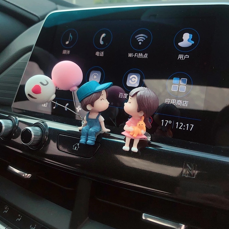 Aksesoris dashboard Kartun Lucu Menggemaskan, Manis, Cinta resin action figure Patung Balon Ornamen Dekorasi interior Mobil