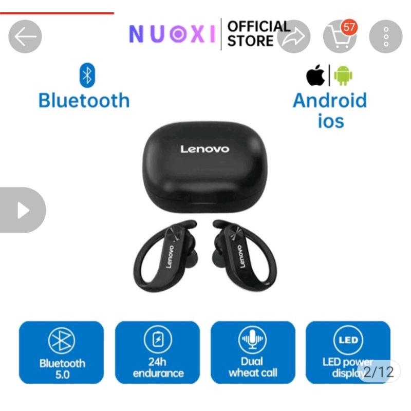 Lenovo true wireless bluetooth earphone sport TWS / Lenovo LP7 original