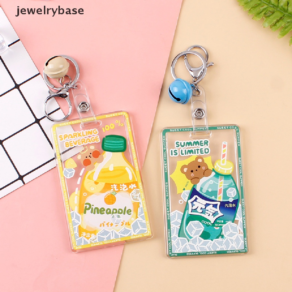 Case Holder Kartu Kredit Bahan Akrilik Transparan Motif Kartun Dengan Gantungan Kunci Untuk Wanita