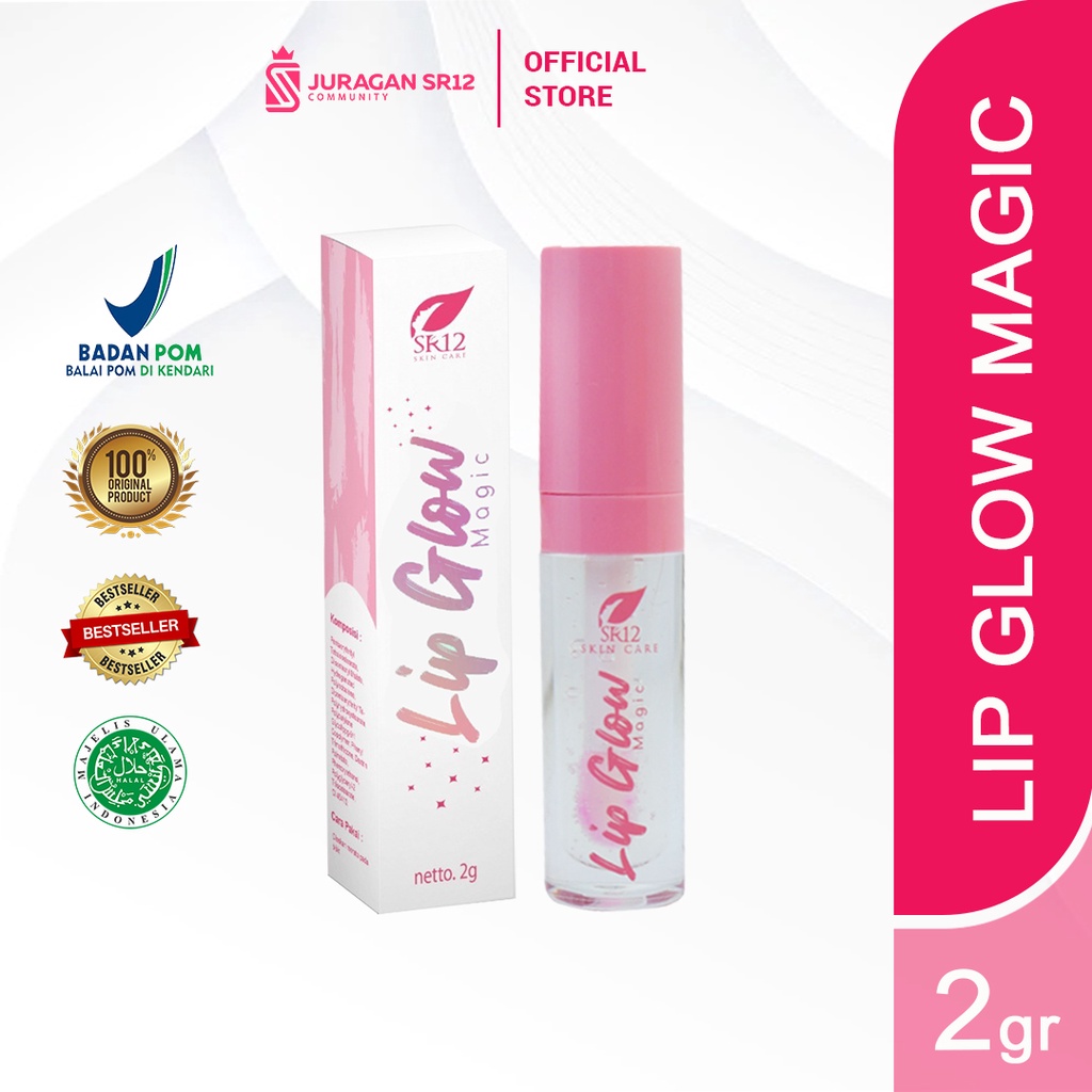 LIP GLOW MAGIC SR12 LIP GLO MELEMBABKAN BIBIR CERAH MERONA WARNA TAHAN LAMA EFEK GLOSSY