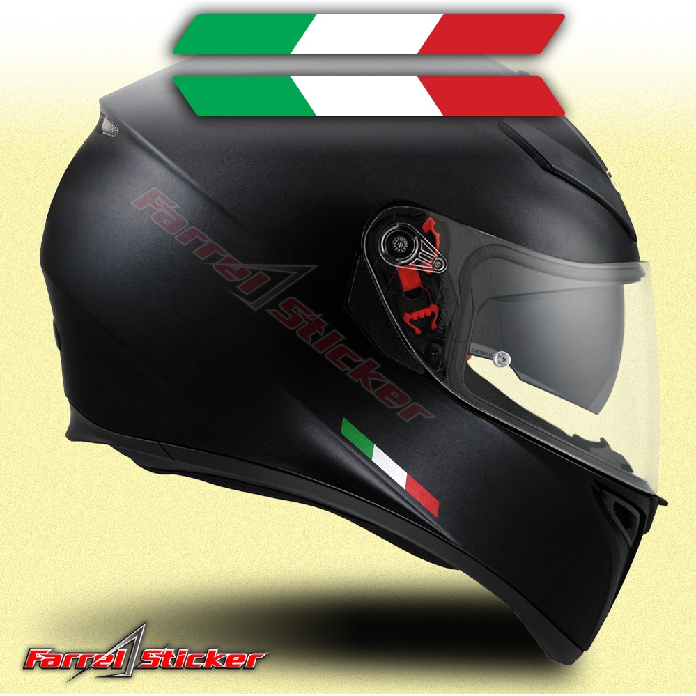 Stiker Bendera Itali sticker Italy Helm kanan kiri