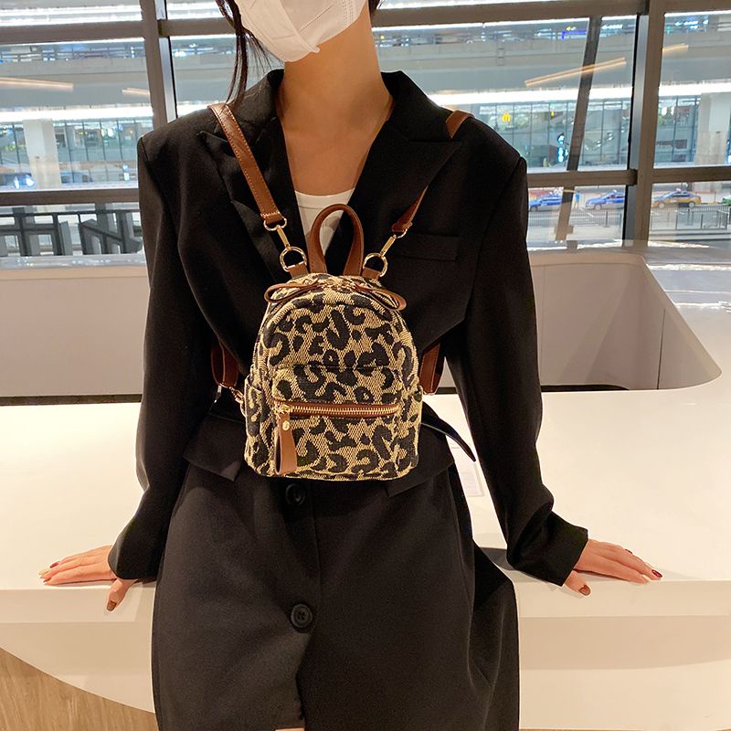✷Seraser leopard print ransel tas wanita 2021 baru Jepang dan Korea fashion tas mini all-match net merah tren tas bahu tunggal utusan