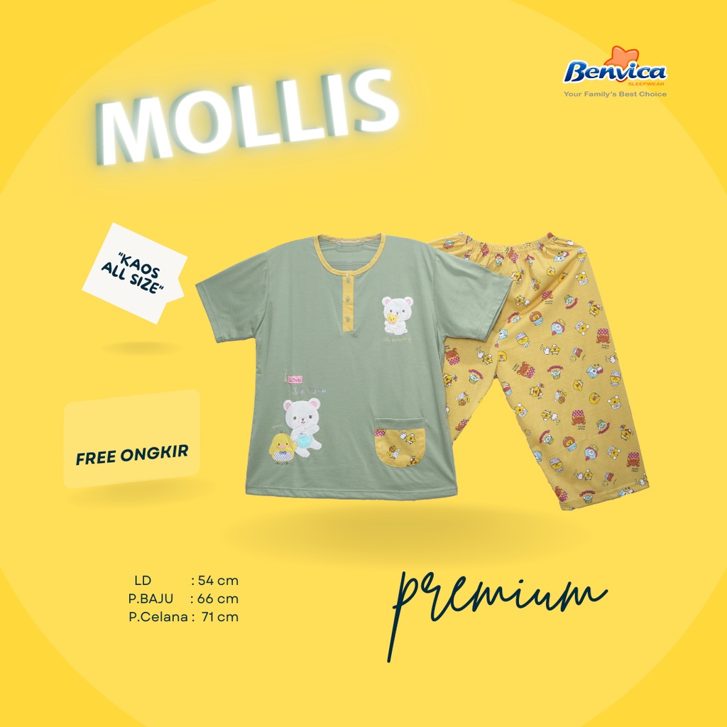 BAJU TIDUR SETELAN KAOS BAJU RUMAHAN DEWASA 3/4 MOLLIS AL BANYAK MOTIF