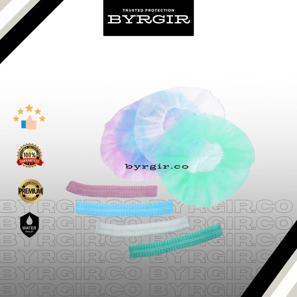 100pcs ONE MED Surgical Mob Nurse Head Cap Hair Net Pelindung Penutup Kepala Rambut Non Woven Hijau