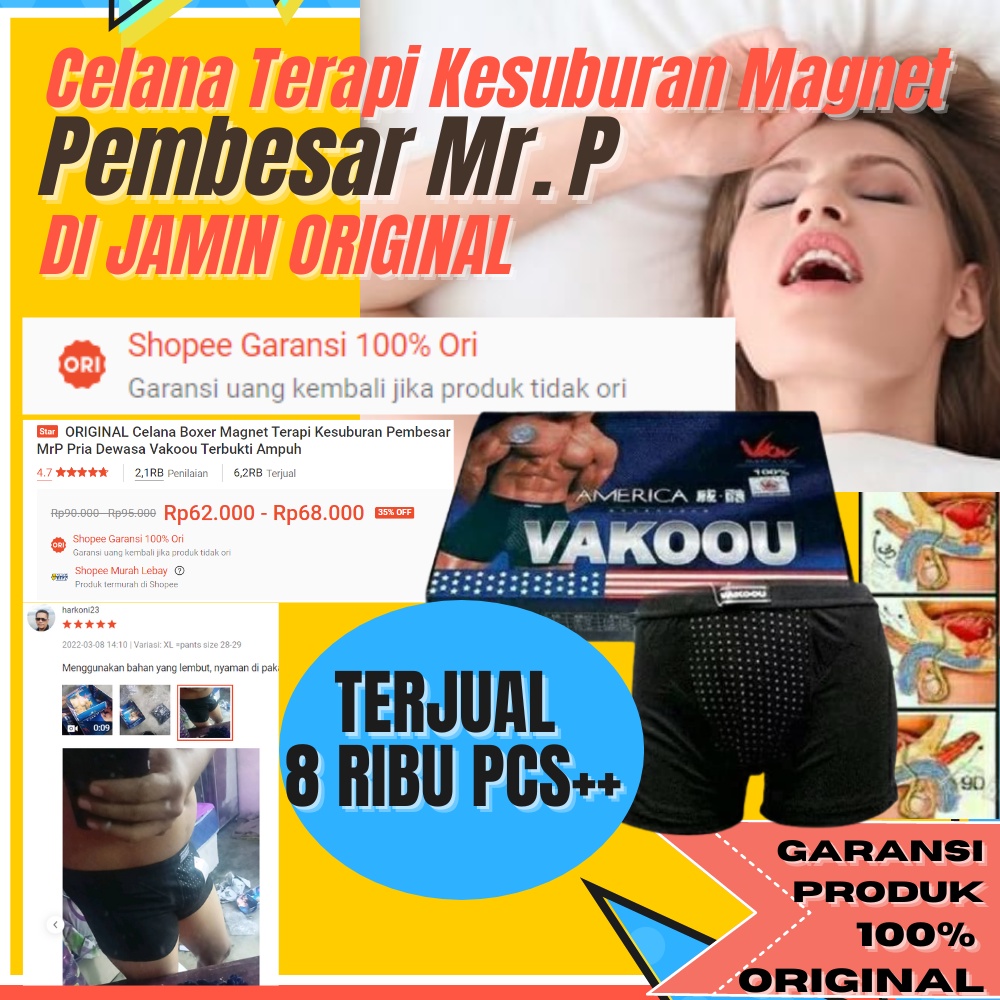 ORIGINAL Celana Boxer Magnet Terapi Kesuburan Pembesar Kelamin MrP Pria Dewasa Vakoou Terbukti Ampuh-3