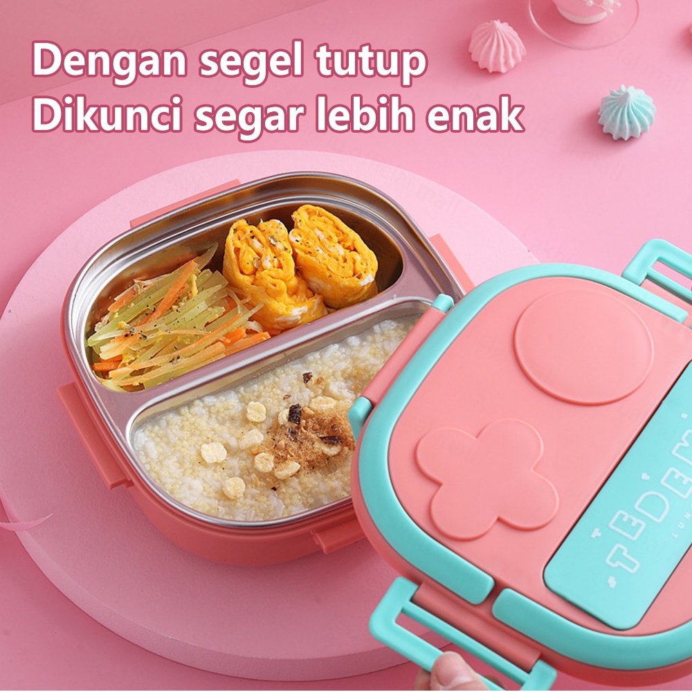 Lakhu kotak makan anak stainless 304 anti karat tempat makan anak lunch box stainless anak