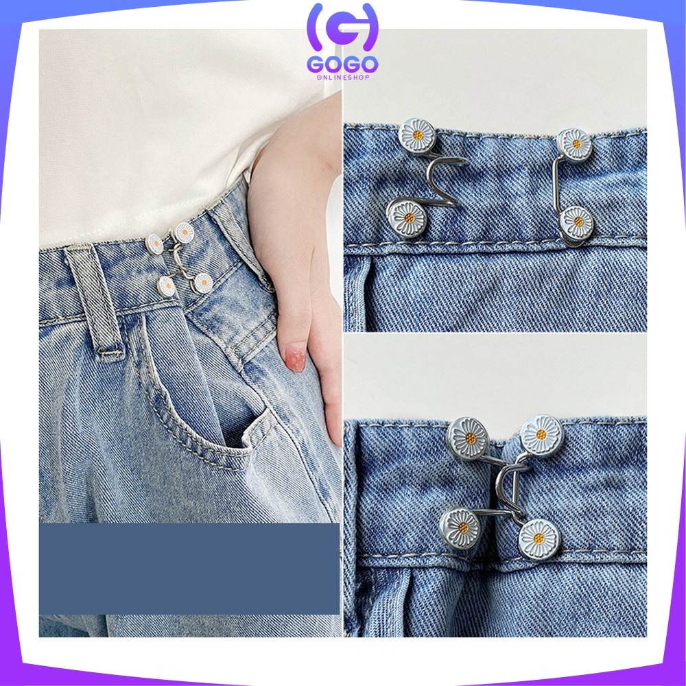 GOGO-P145 P146 Kancing Jeans Daisy Lepas Pasang Multifungsi / Kait Pengecil Lingkar Celana longgar kebesaran Korean Style / Jins Waist Button Adjustable