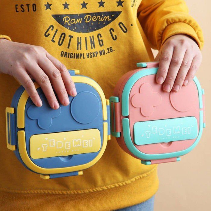TEDEMEI SET KOTAK MAKAN ANAK STAINLESS 304 KIDS  LUNCH BOX SET PREMIUM  SEKAT 3 (HOKKY ACC)