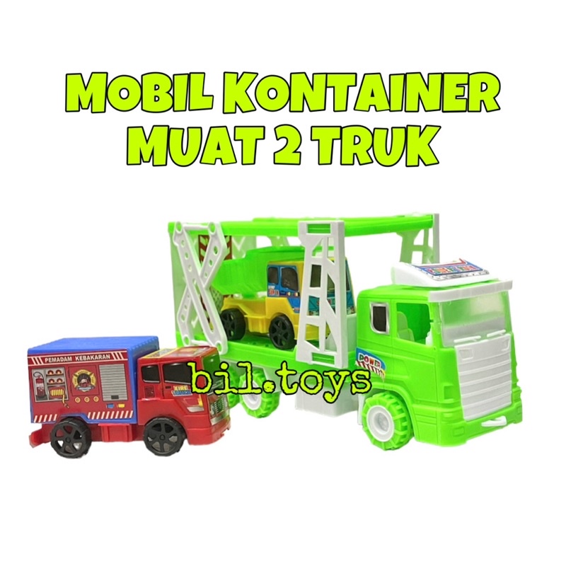 MAINAN MOBIL TRUK KONTAINER ANGKUT 2PCS MOBIL