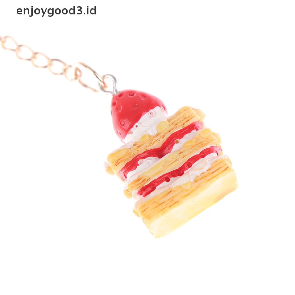 1 Pc Tali Lanyard Dengan Liontin Kue Strawberry Untuk Dekorasi Ponsel