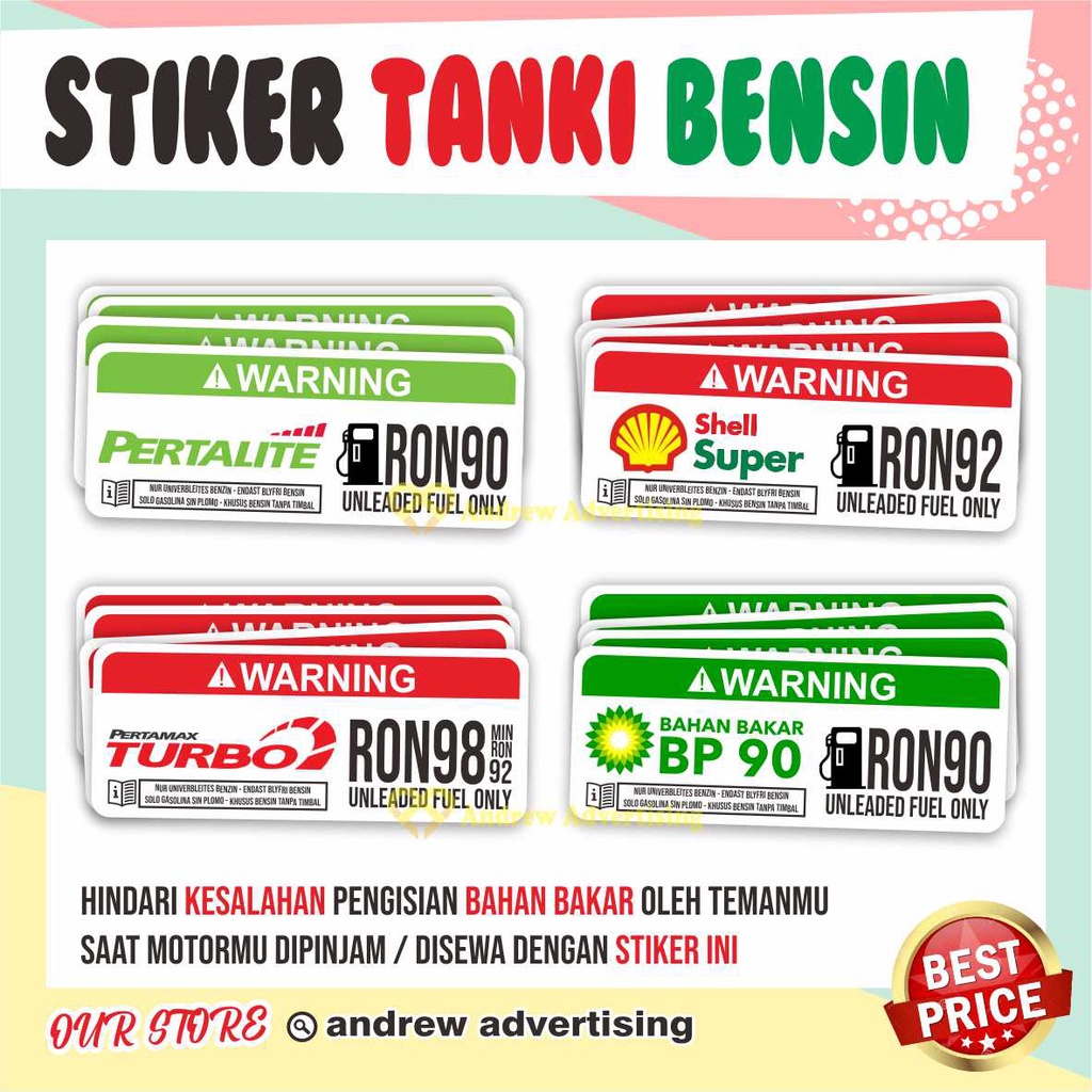 Stiker Tanki Bahan Bakar Bensin Unleaded Full Only