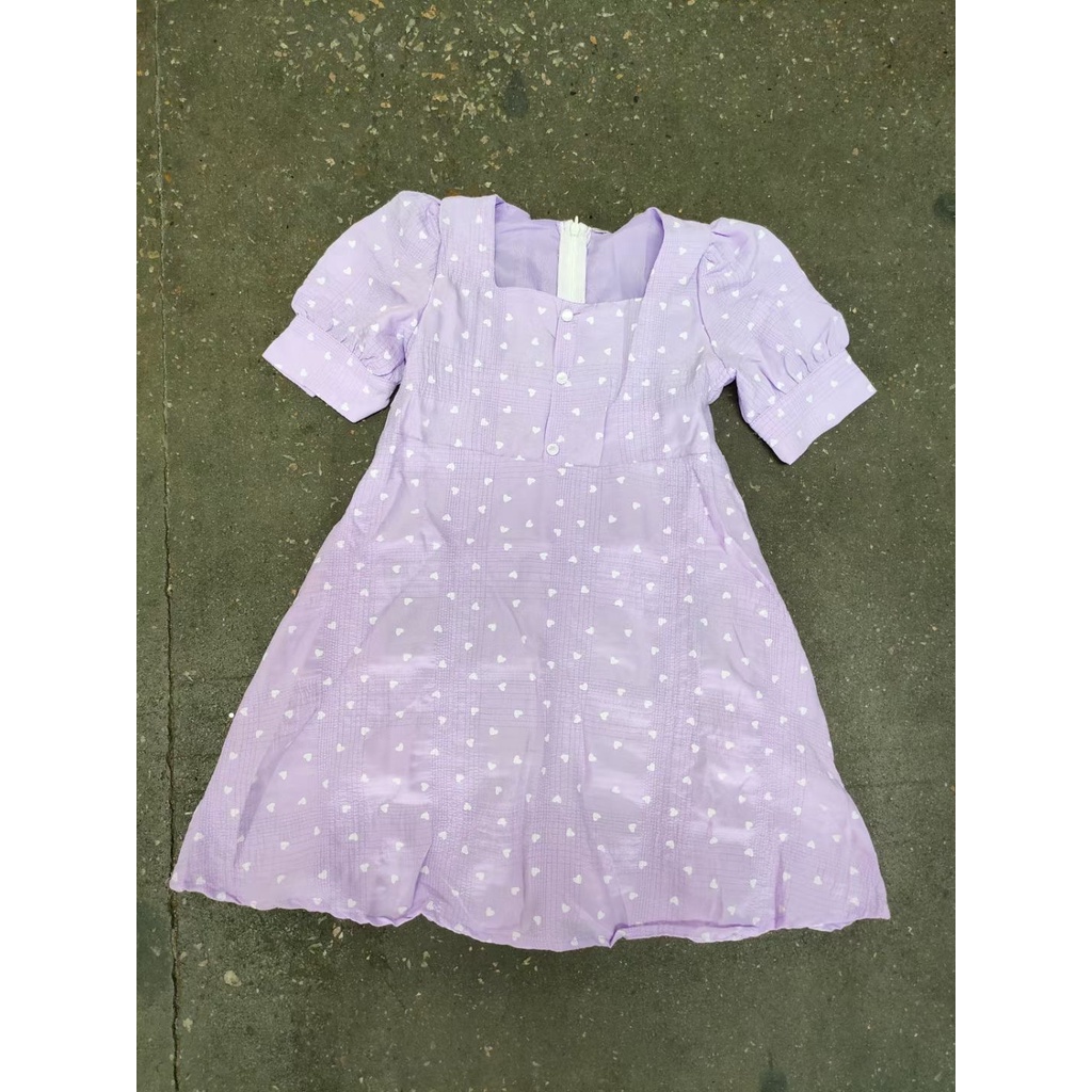 DRESS COUPLE anak dan ibu ungu lilac perempuan wanita 3-8th daster gaun wrinkle