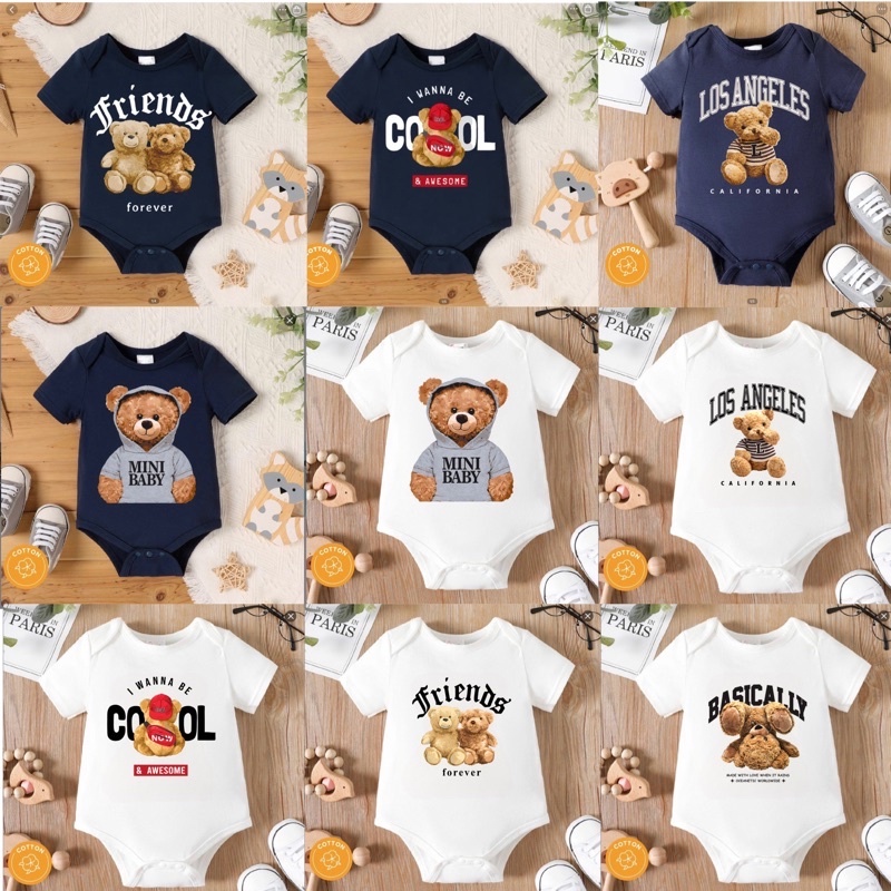 Jumper Bayi Motif BEAR [MOTIF 2] / Jumper pendek bayi Motif Beruang / Jumper bayi motif Laki laki perempuan Termurah!!