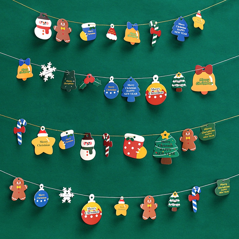 1/5pcs Christmas Decoration Hang Tag DIY Christmas Gift Box Decor Pesan Kartu Kecil Pohon Natal Santa Snowman Ornamen Lucu Kartun Liontin