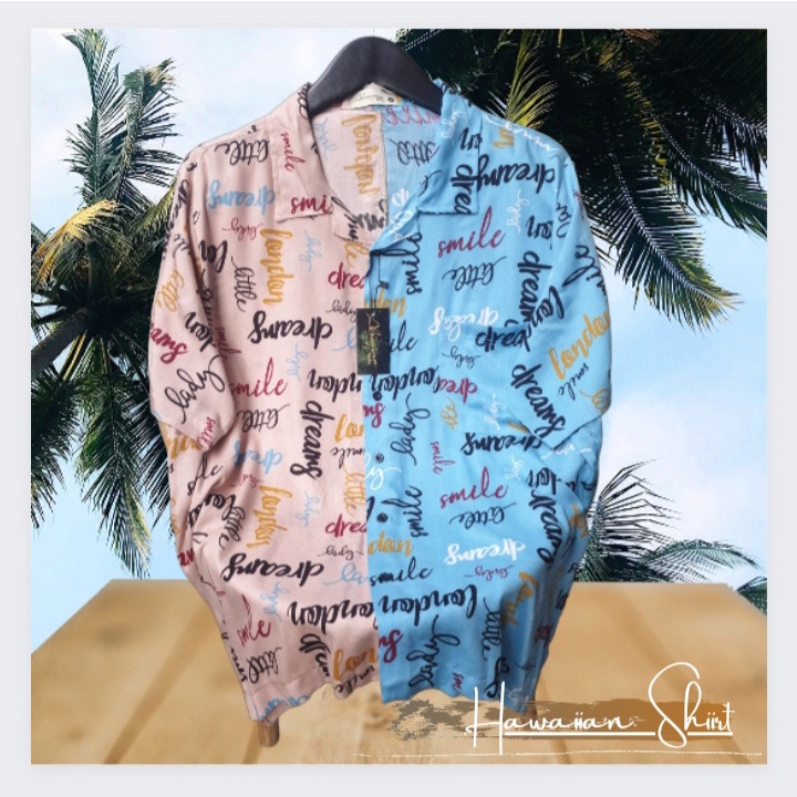 Kemeja Aloha Outer Bahan Rayon Lengan Pendek Pria Wanita Motif Kombinasi Kemeja Vintage Cowok Cewek