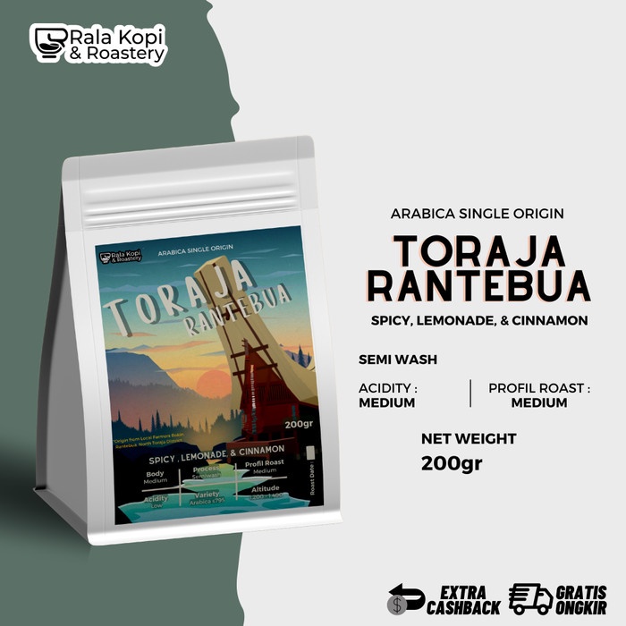 

KOPI ARABIKA TORAJA RANTEBUA BIJI KOPI SINGLE ORIGIN ARABICA 200GR