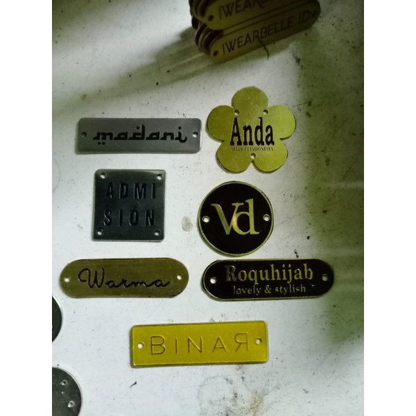 label plate fashion custom Kuningan dan stainless