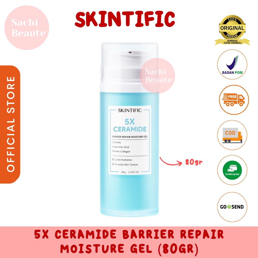 SKINTIFIC 5X Ceramide Barrier Repair Moisture Gel 80g Facial Moisturizer Day Cream Night Cream Pelembab Wajah 【BPOM】