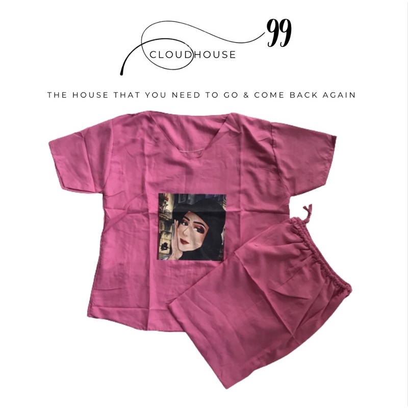 SETELAN WANITA TANGAN PENDEK DAN CELANA PANJANG POLOS TERBARU LD 106 CM (BB MAX 55KG) SETELAN STANDA