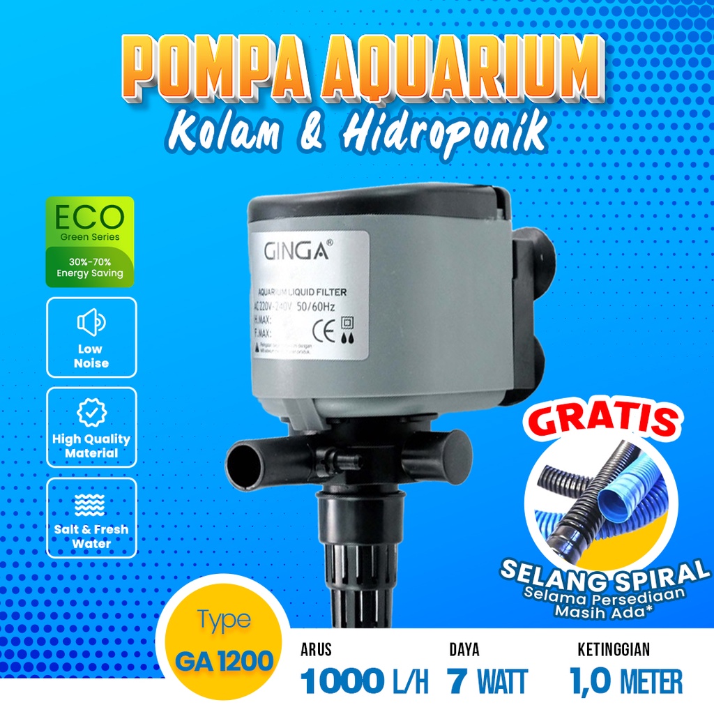 Pompa Aquarium Power Head Filter Kolam Koi Mesin Air Terjun 1200 1600 1800