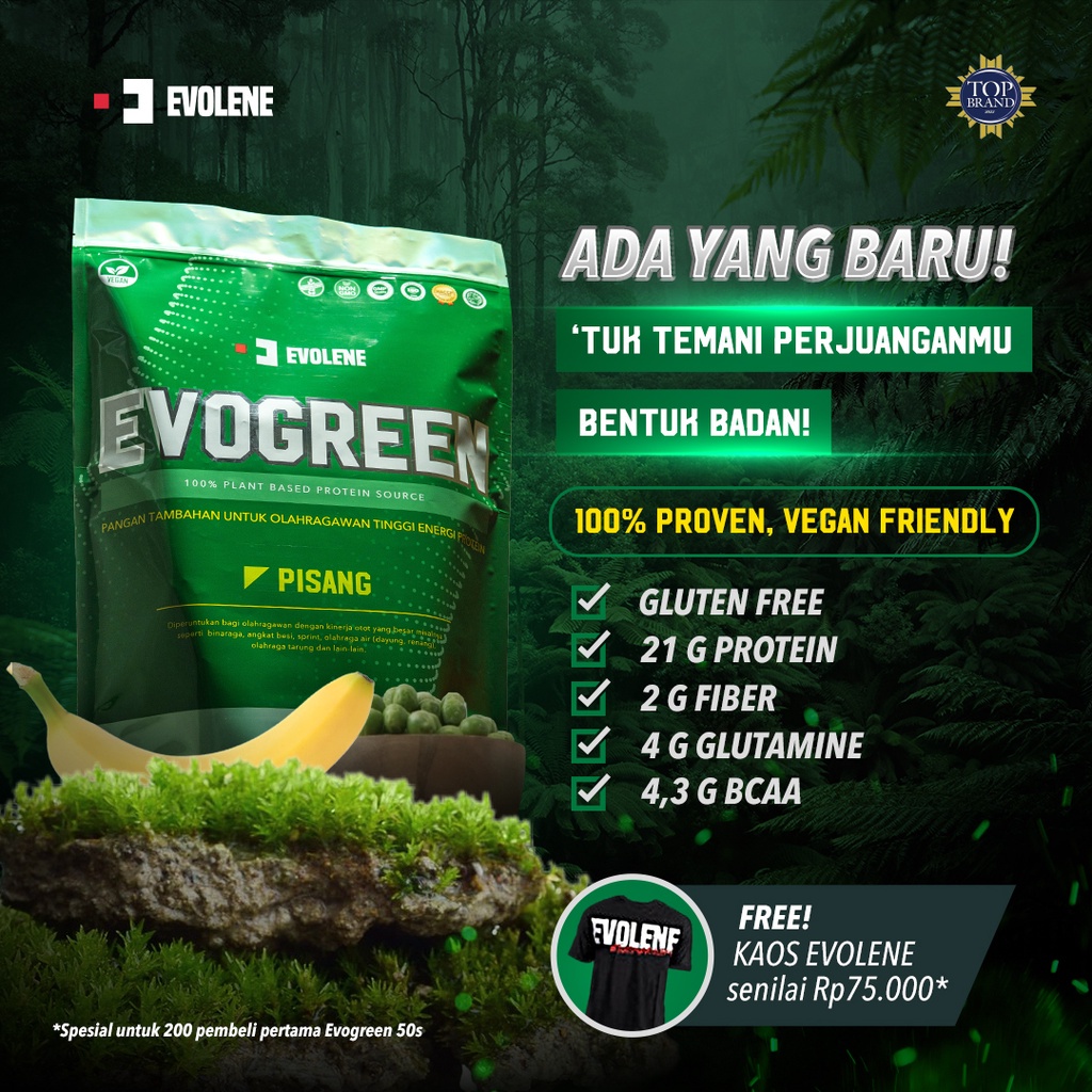 EVOGREEN 50 Sachet Evolene Plant Based Protein Vegan Friendly Rasa Pisang BPOM HALAL EVO GREEN EVOGREN EVOLINE EVOLEN EVOLINE EVOLEN PISANG COKLAT SURABAYA