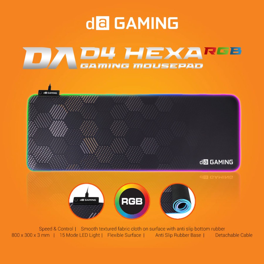 Mousepad Gaming Digital Alliance DA D4 XL RGB Hexa Mousepad Gaming