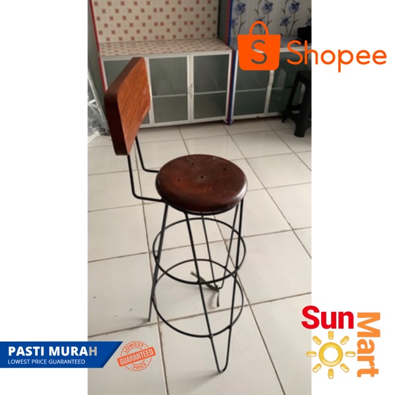 Kursi Kayu Besi Sandar / Kursi Cafe Restaurant / Kursi Bar Sandaran Kayu