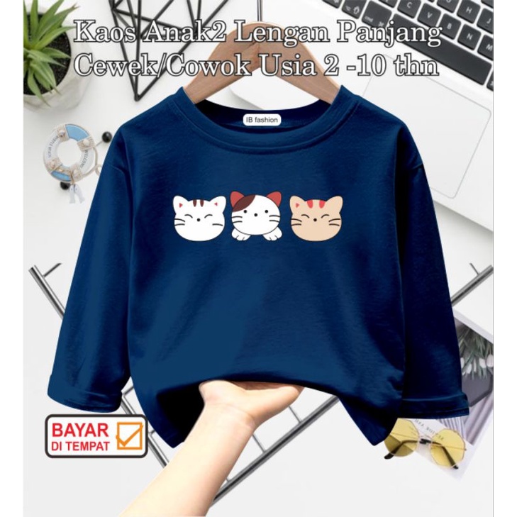 ((IB))KAOS ANAK UNISEX PANJANG/KUCING DIGITAL SABLON